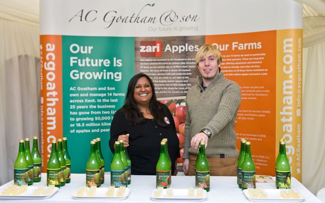 A.C.Goatham's stand in the Marque - with Zari apple juice to the forefront